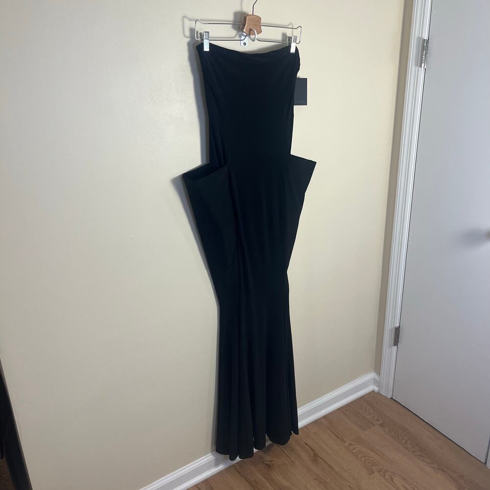 NWT Norma Kamali Strapless Wing Fishtail Gown in Black Size Small - Picture 12 of 12